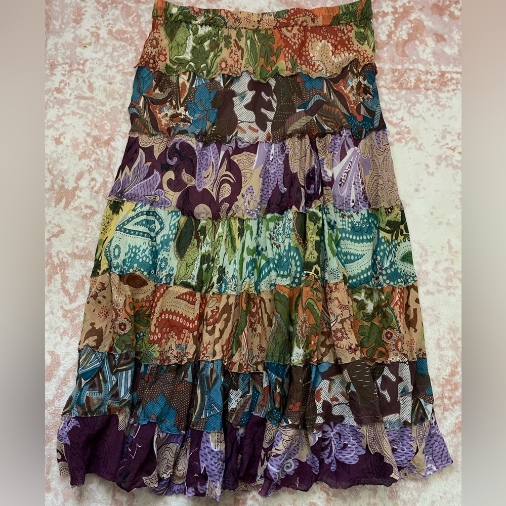 New Directions Colorful Patchwork Maxi Skirt - image 1